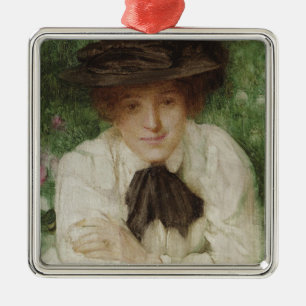Portrait of an Edwardian Lady (Vintage Art) Metal Tree Decoration