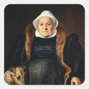 Portrait of an Elderly Woman Square Sticker