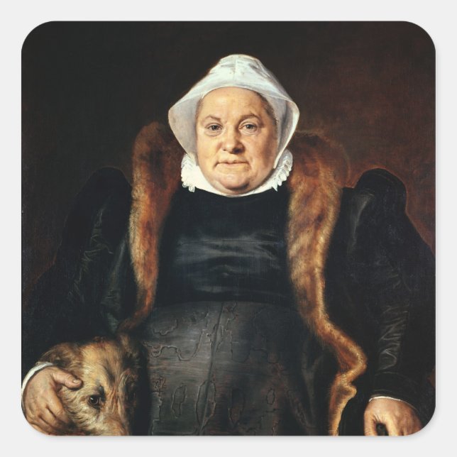 Portrait of an Elderly Woman Square Sticker (Front)