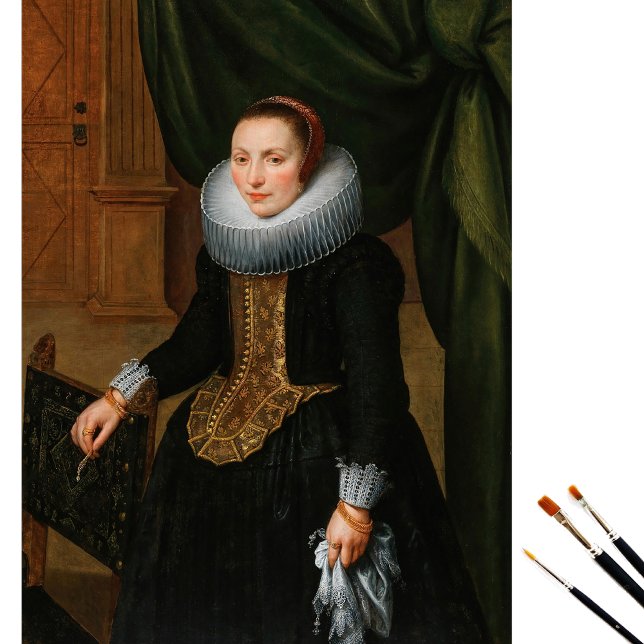 Portrait of an Elegant Lady, Standing by a Chair Tissue Paper (Creator Uploaded)