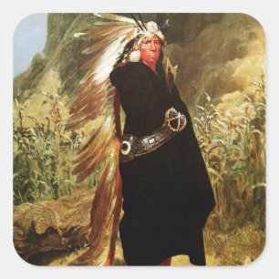 Portrait of an Indian Chief Square Sticker