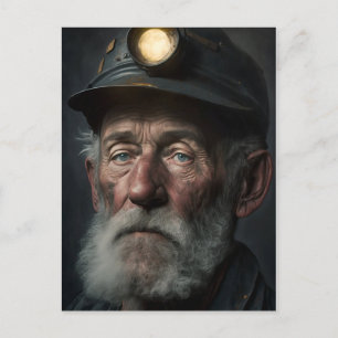 Portrait Of An Old Coal Miner In 19th Century, 01 Postcard