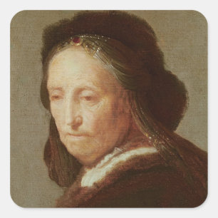 Portrait of an old Woman, c.1600-1700 Square Sticker