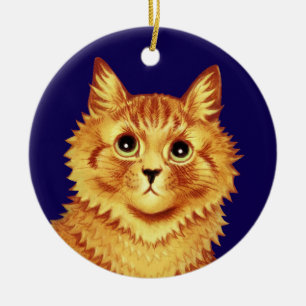 Portrait of an orange cat by Louis Wain Ceramic Tree Decoration