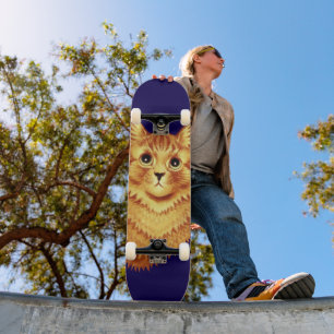 Portrait of an orange cat by Louis Wain  Skateboard