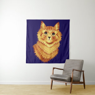Portrait of an orange cat by Louis Wain Tapestry
