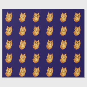 Portrait of an orange cat by Louis Wain  Wrapping Paper