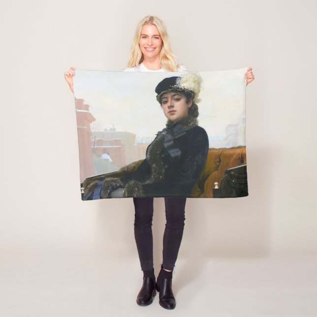 Portrait of an Unknown Woman, Ivan Kramskoi Fleece Blanket (In Situ)