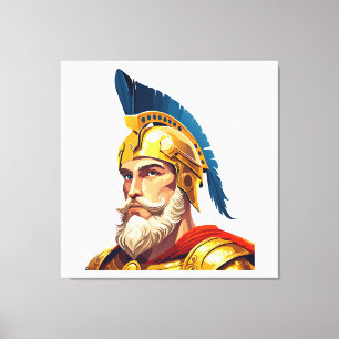 Portrait of ancient greek warrior canvas print