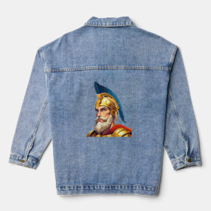 Portrait of ancient greek warrior denim jacket
