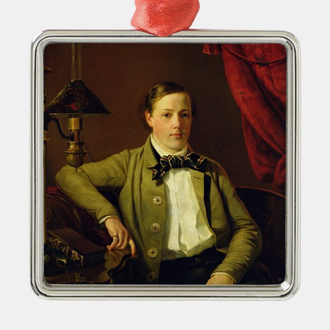 Portrait of Apollon Maykov, 1840 Metal Tree Decoration (Front)