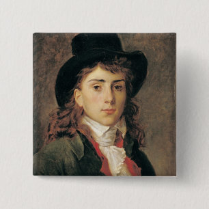 Portrait of Baron Antoine Jean Gros Aged 20 15 Cm Square Badge