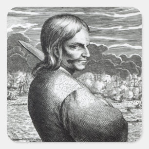 Portrait of Bartholomeus de Portugees Square Sticker