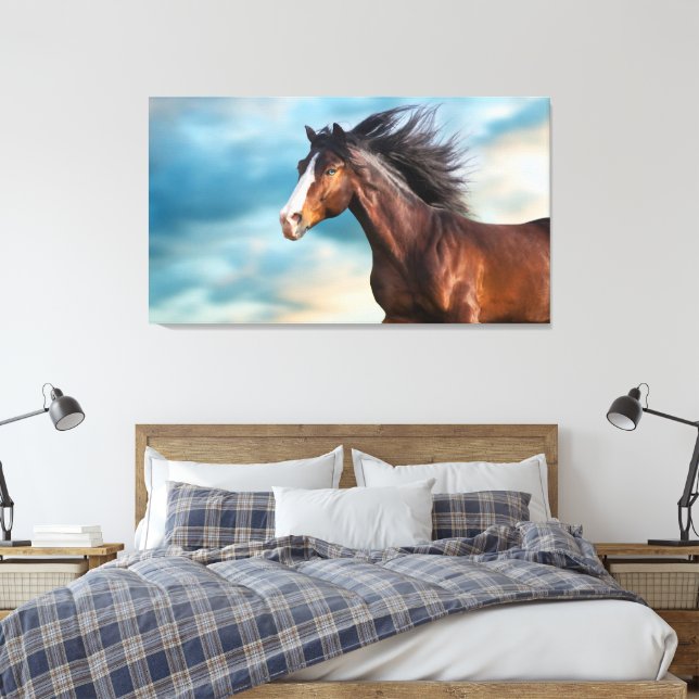  Portrait of Beautiful Horse with Long Mane        Canvas Print (Insitu(Bedroom))