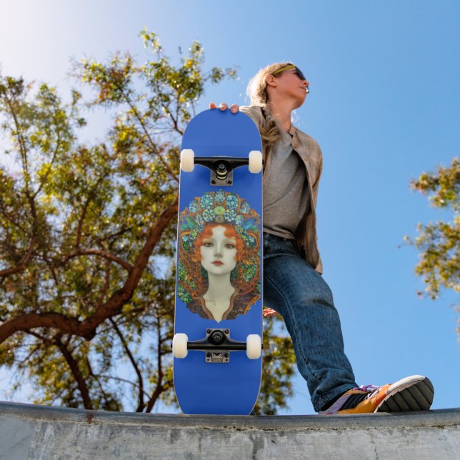 Portrait of Beautiful Woman in Stained Glass Style Skateboard (Outdoor 1)