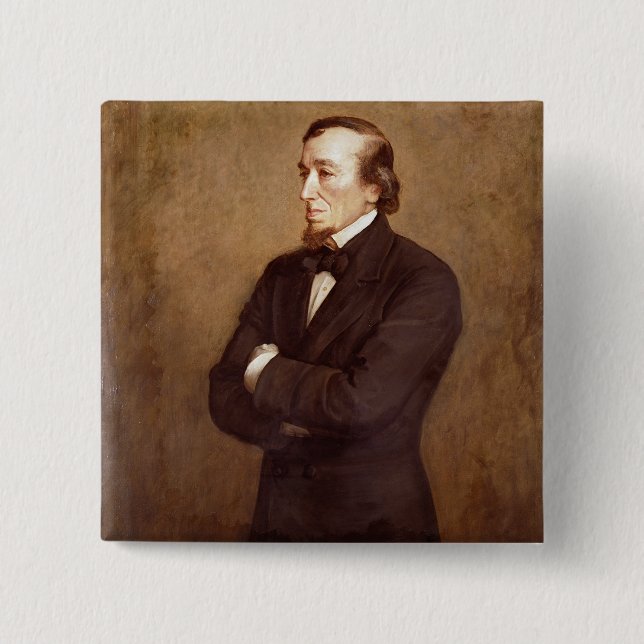 Portrait of Benjamin Disraeli 15 Cm Square Badge (Front)