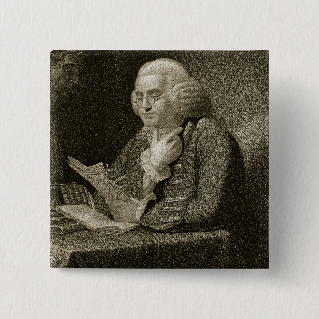Portrait of Benjamin Franklin, engraved by Thomas 15 Cm Square Badge (Front)