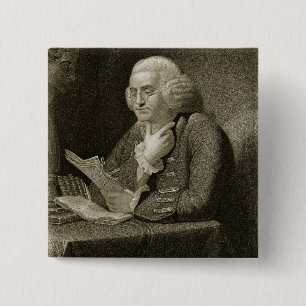 Portrait of Benjamin Franklin, engraved by Thomas 15 Cm Square Badge