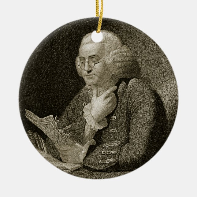 Portrait of Benjamin Franklin, engraved by Thomas Ceramic Tree Decoration (Front)