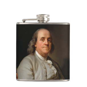 Portrait of Benjamin Franklin Hip Flask