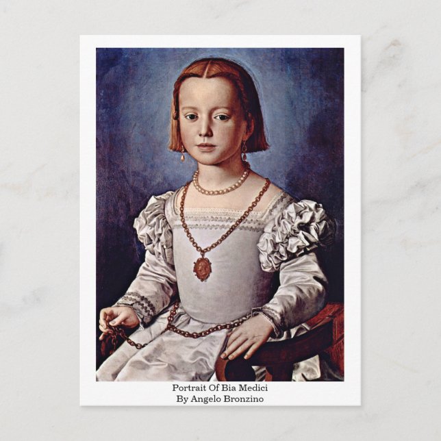 Portrait Of Bia Medici By Angelo Bronzino Postcard (Front)