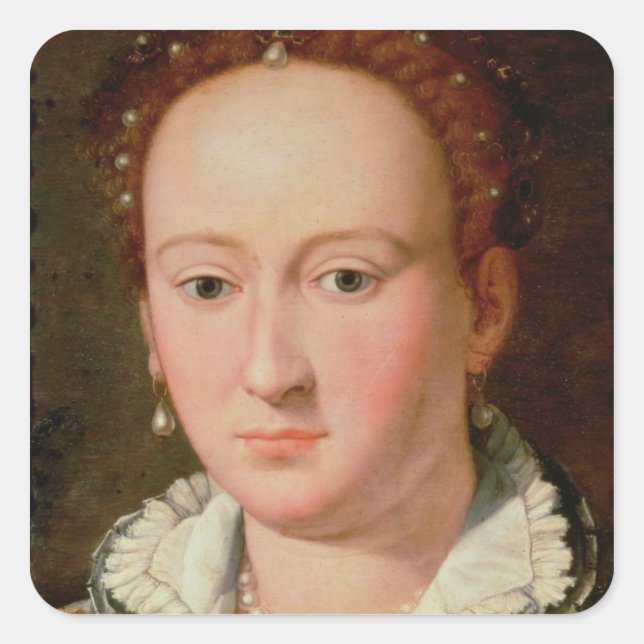 Portrait of Bianca Cappello, c.1580 (oil on copper Square Sticker (Front)