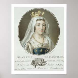 Portrait of Blanche de Castille (1185-1252) engrav Poster