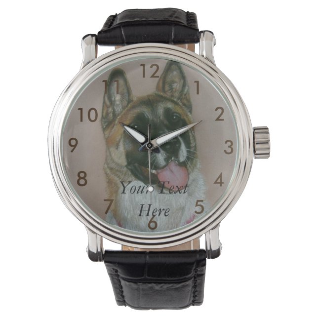 portrait of brown and white akita dog watch (Front)