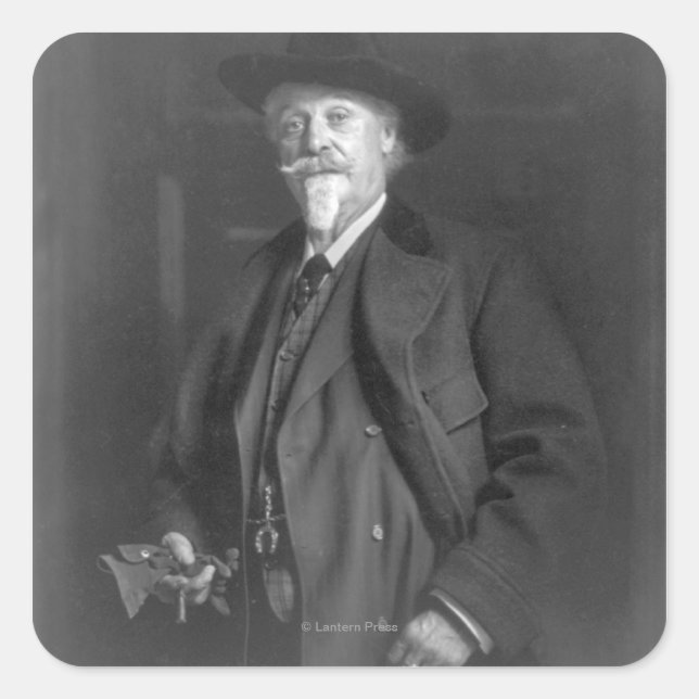 Portrait of "Buffalo Bill" Cody Square Sticker (Front)