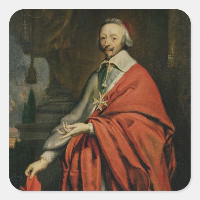 Portrait of Cardinal de Richelieu Square Sticker (Front)