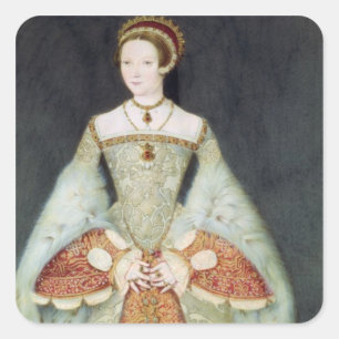Portrait of Catherine Parr (1512-48), 1545 (colour Square Sticker