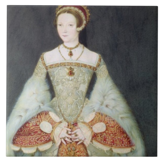Portrait of Catherine Parr (1512-48), 1545 (colour Tile (Front)