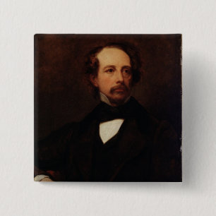 Portrait of Charles Dickens 1855 15 Cm Square Badge