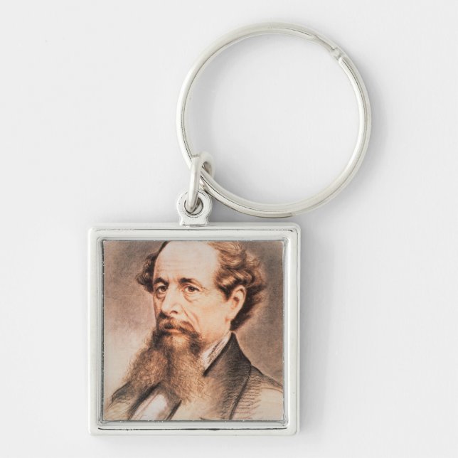 Portrait of Charles Dickens, 1869 Key Ring (Front)