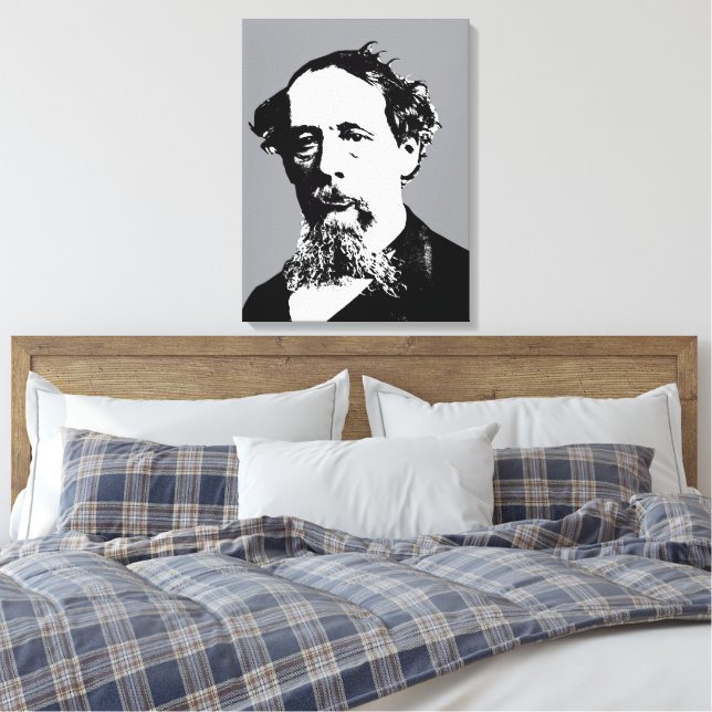 Portrait of Charles Dickens Canvas Print (Insitu(Bedroom))