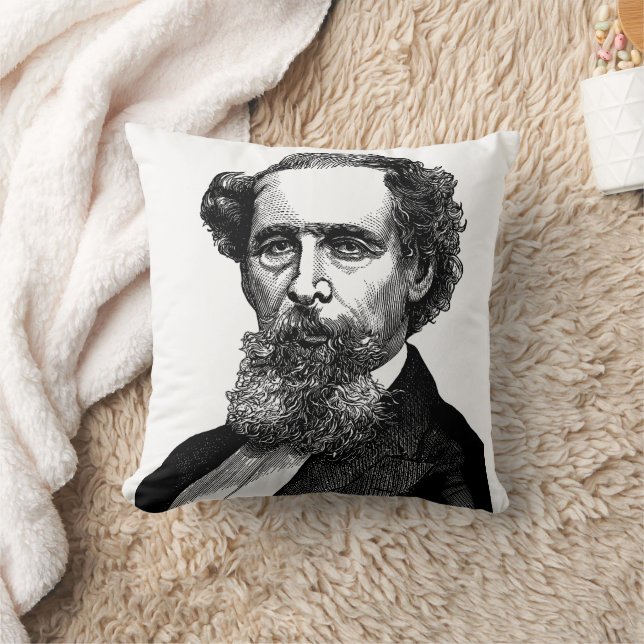 Portrait of Charles Dickens Cushion (Blanket)