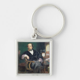 Portrait of Charles Dickens (oil on canvas) Key Ring