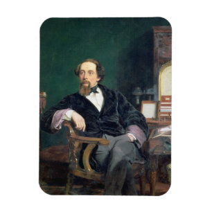 Portrait of Charles Dickens (oil on canvas) Magnet