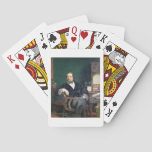 Portrait of Charles Dickens (oil on canvas) Playing Cards