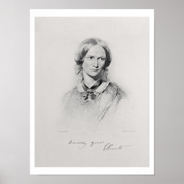 Portrait of Charlotte Bronte, engraved by Walker a Poster (Front)