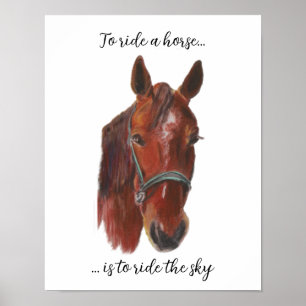 Portrait of Chestnut Horse in Pastel Poster
