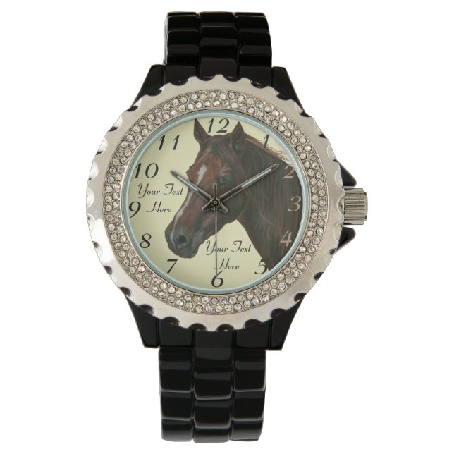 portrait of chestnut mare equine art brown horse watch (Front)