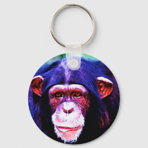 Portrait of Chimpanzee Key Ring