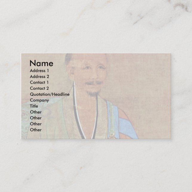Portrait Of Chinese Chan Buddhist Monk Wuzhun Business Card (Front)