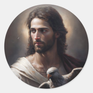 Portrait of Christ Classic Round Sticker