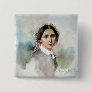 Portrait of Clara Schumann  1853 15 Cm Square Badge