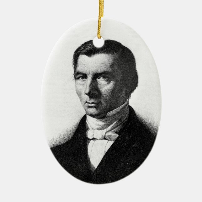 Portrait of Classical Liberal Frederic Bastiat Ceramic Tree Decoration (Front)