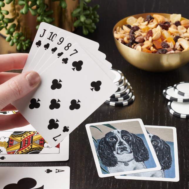 Portrait of Cocker Spaniel Painting by Alfred Fox Playing Cards (In Situ)