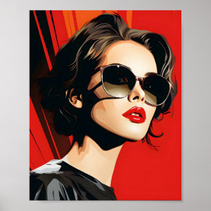 Portrait Of Cool Woman Wearing Glasses Poster