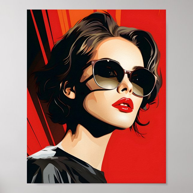 Portrait Of Cool Woman Wearing Glasses Poster (Front)